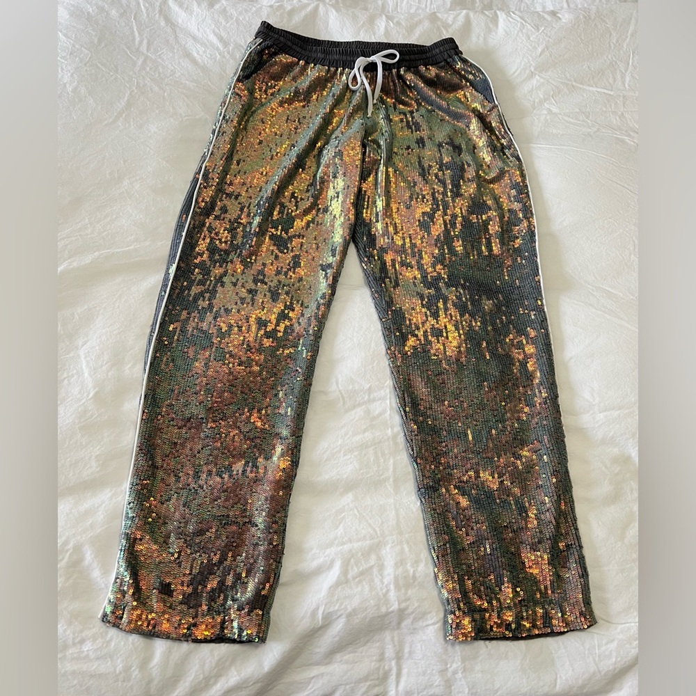 Chaser | Women’s SZ Medium | Gold Multicolored Sequin Joggers | EUC